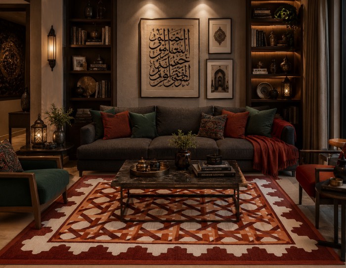 سجاد كريم منسوج مسطح